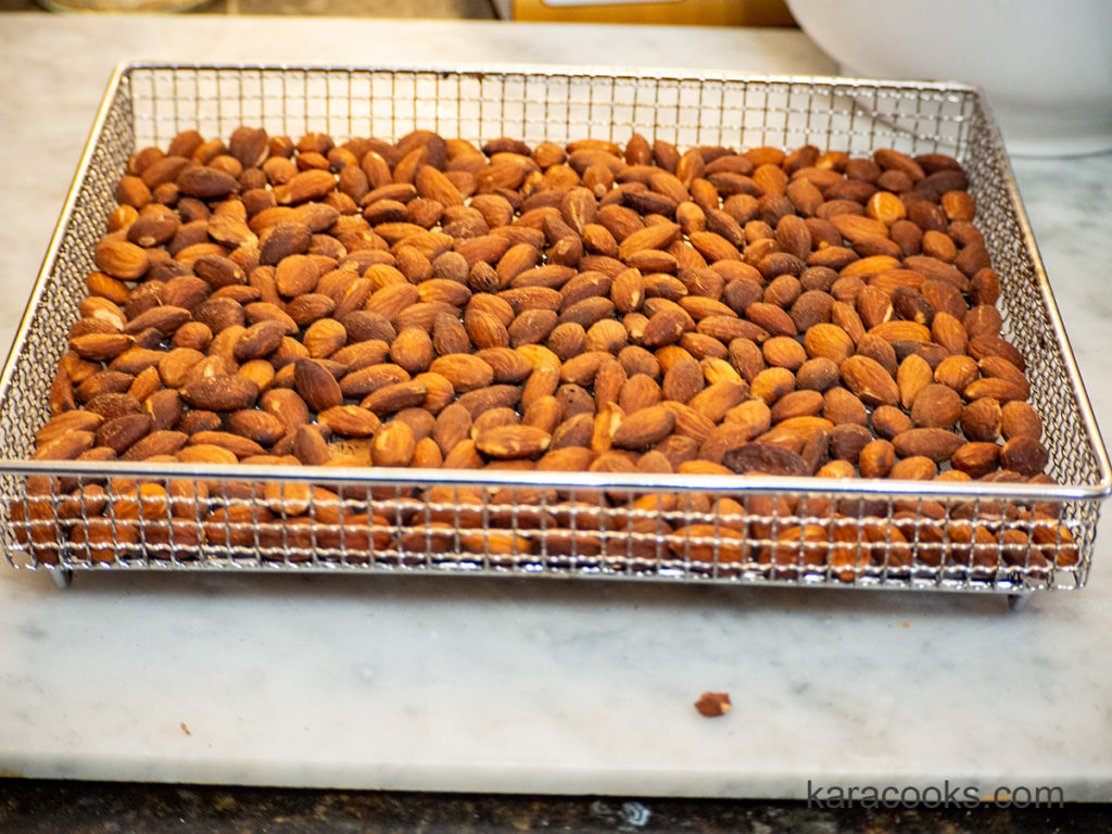 Roasted almonds in the airfryer basket | ©karacooks  