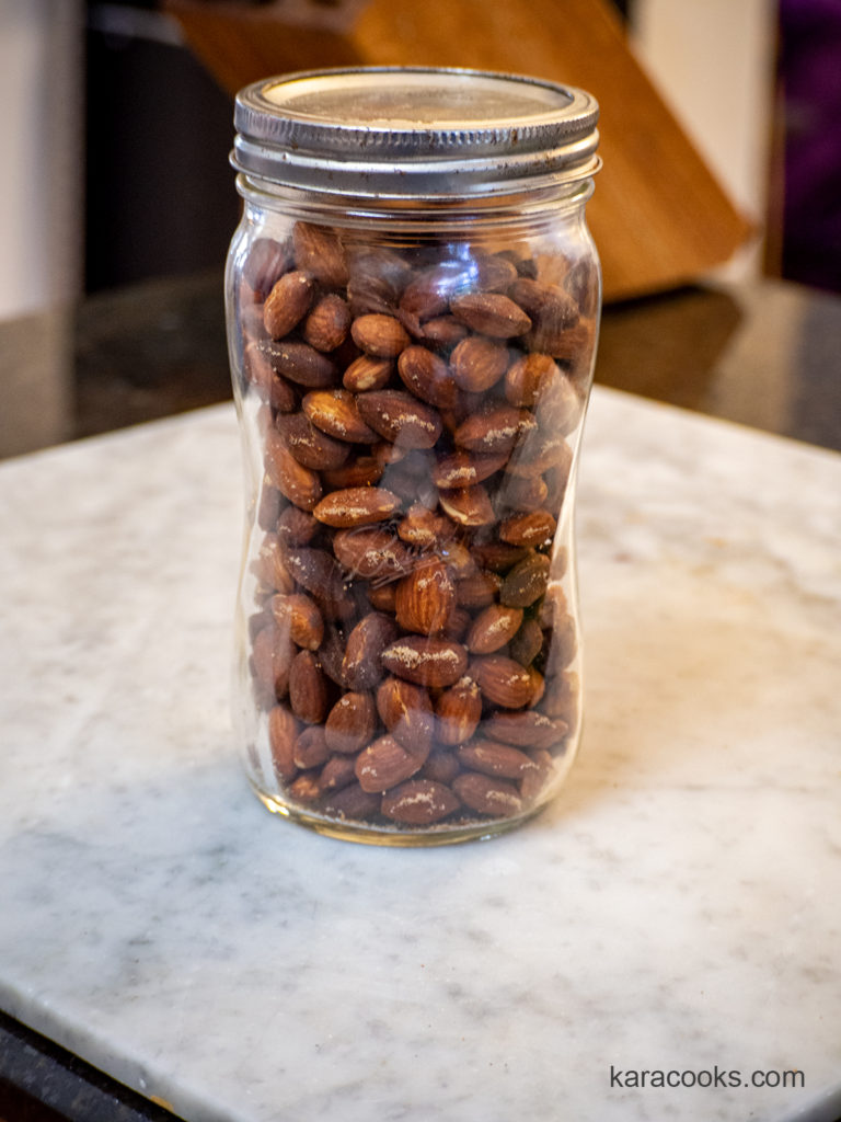 Roasted almonds store well in a canning jar | ©karacooks